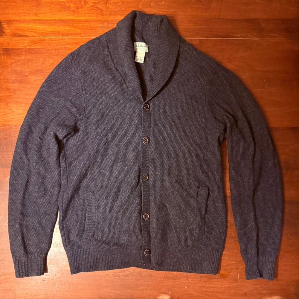 L.L.Bean grey lambswool cardigan Size L